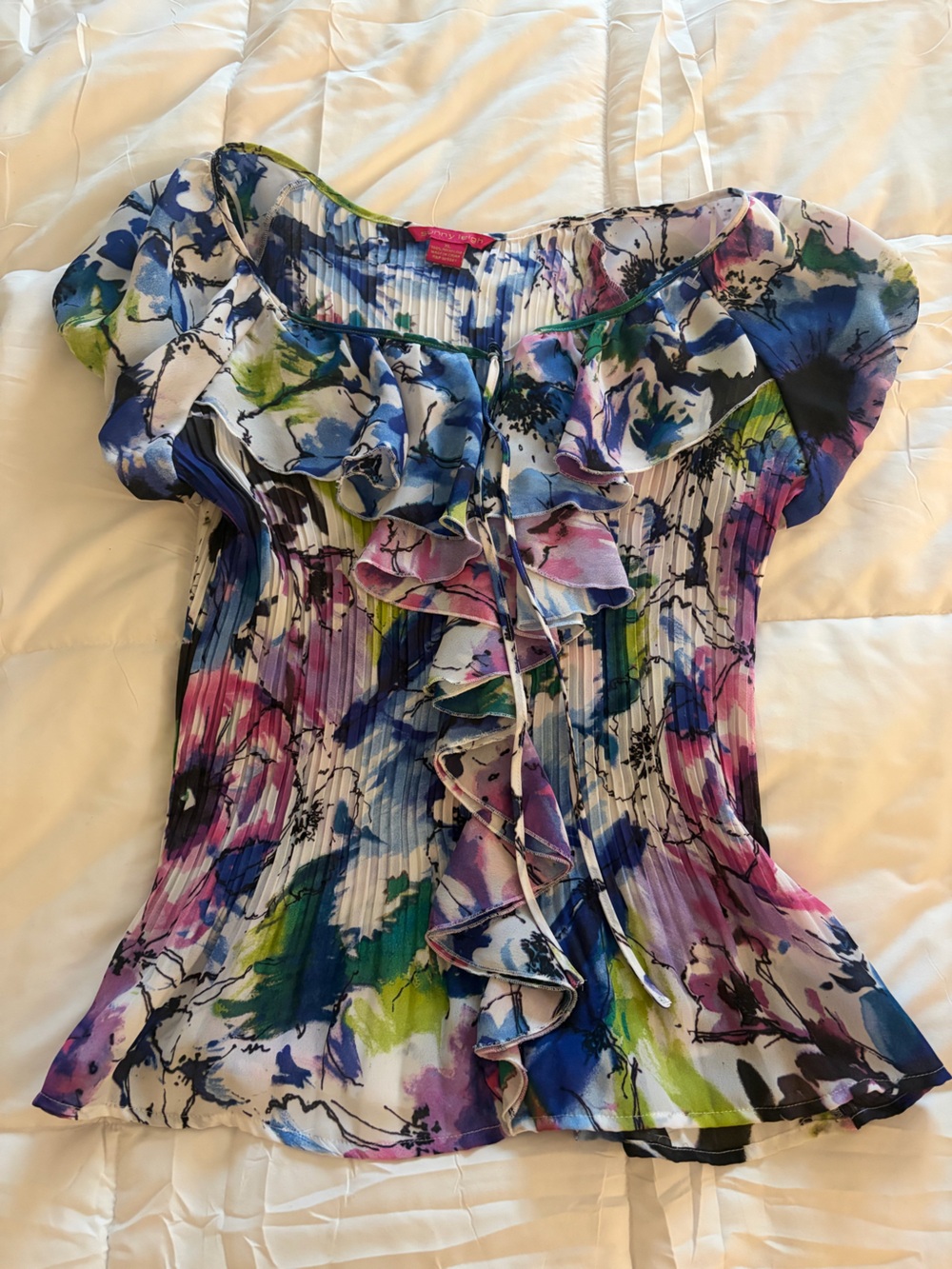 Sunny Leigh Multicolor Floral Ruffle Front Blouse